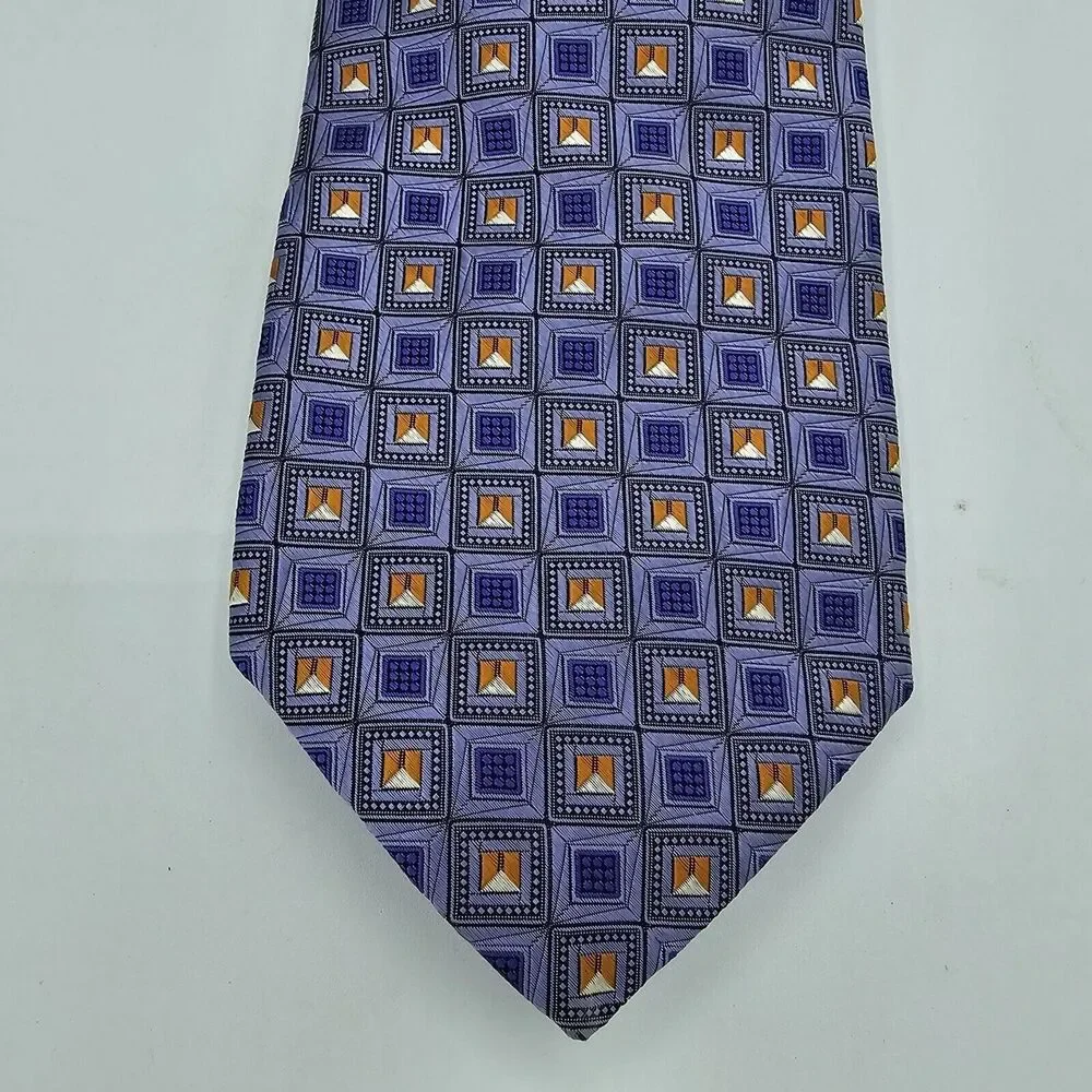Mens Necktie Robert Talbott Silk Blue purple suit Size 59 By 4 Inches Vintage